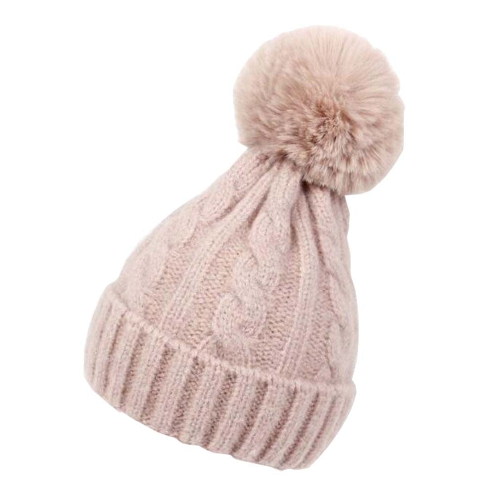 Kids Winter Ear Protect Knitting Hat Toddler Pom Pom Hat; Pink Doba Default